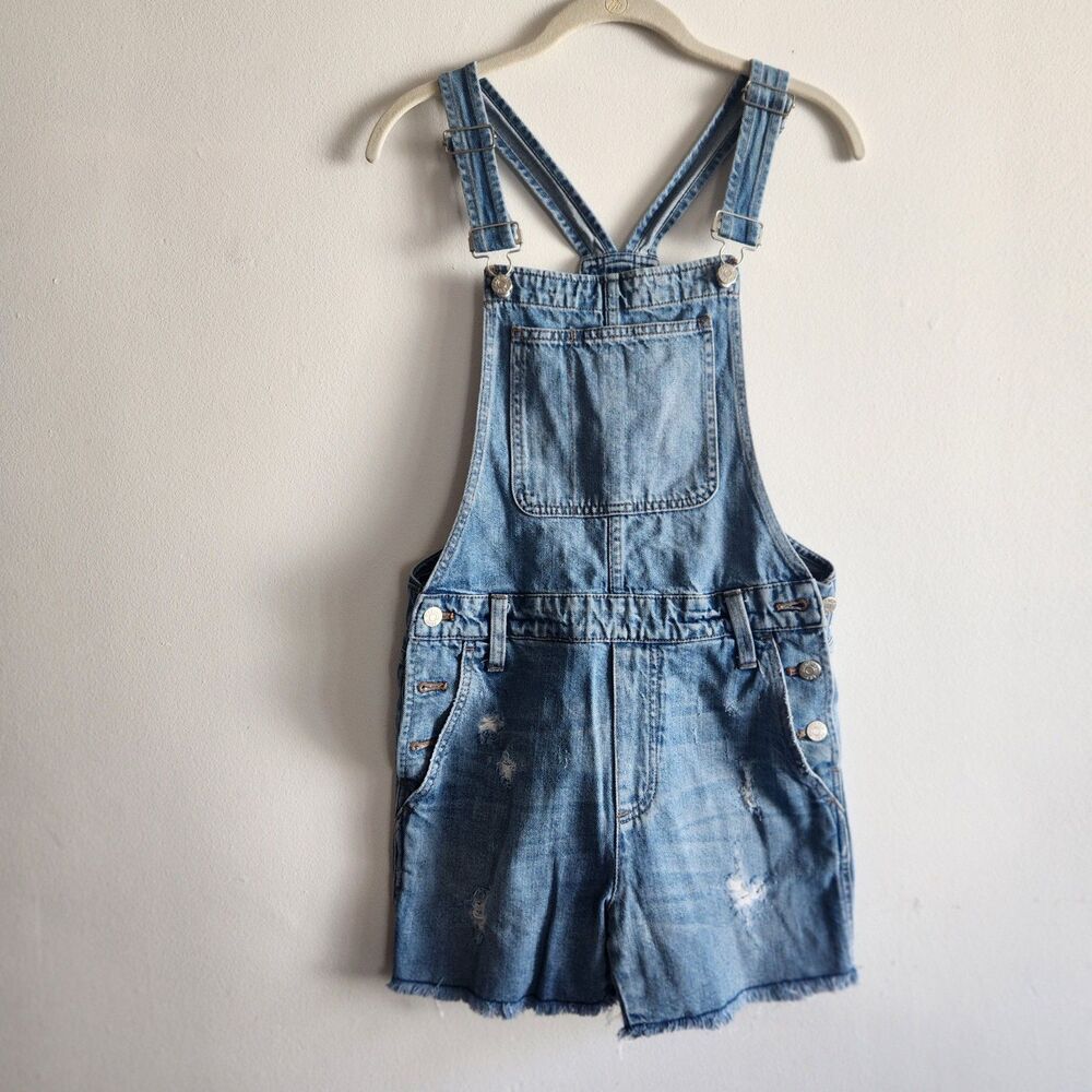 Madewell Adirondack Short Overalls Distressed raw/undone hems S lounge grunge